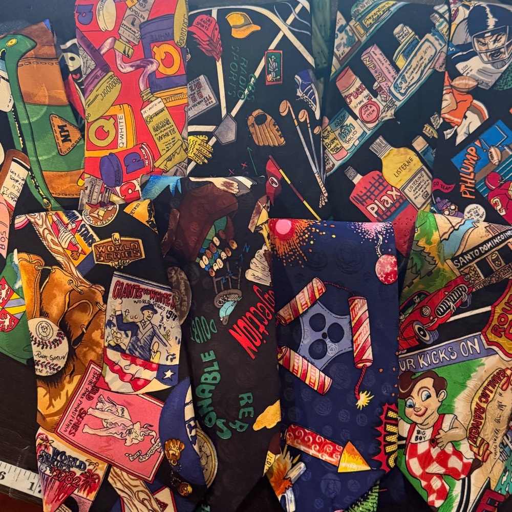 VTG 90s 100% Silk Nicole Miller Novelty Tie Road Trip Americana 1991 - Picture 6 of 6